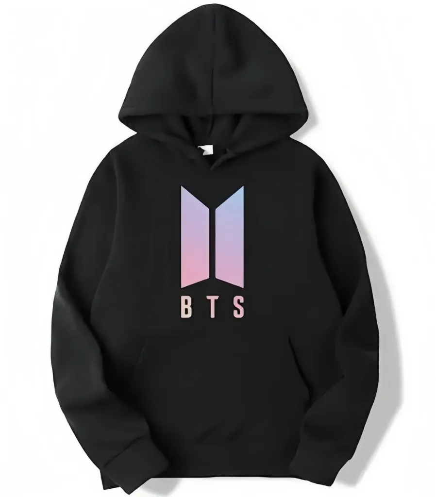 Official Style BTS Logo Hooded Sweatshirt | Perfect ARMY Gift (XXL)