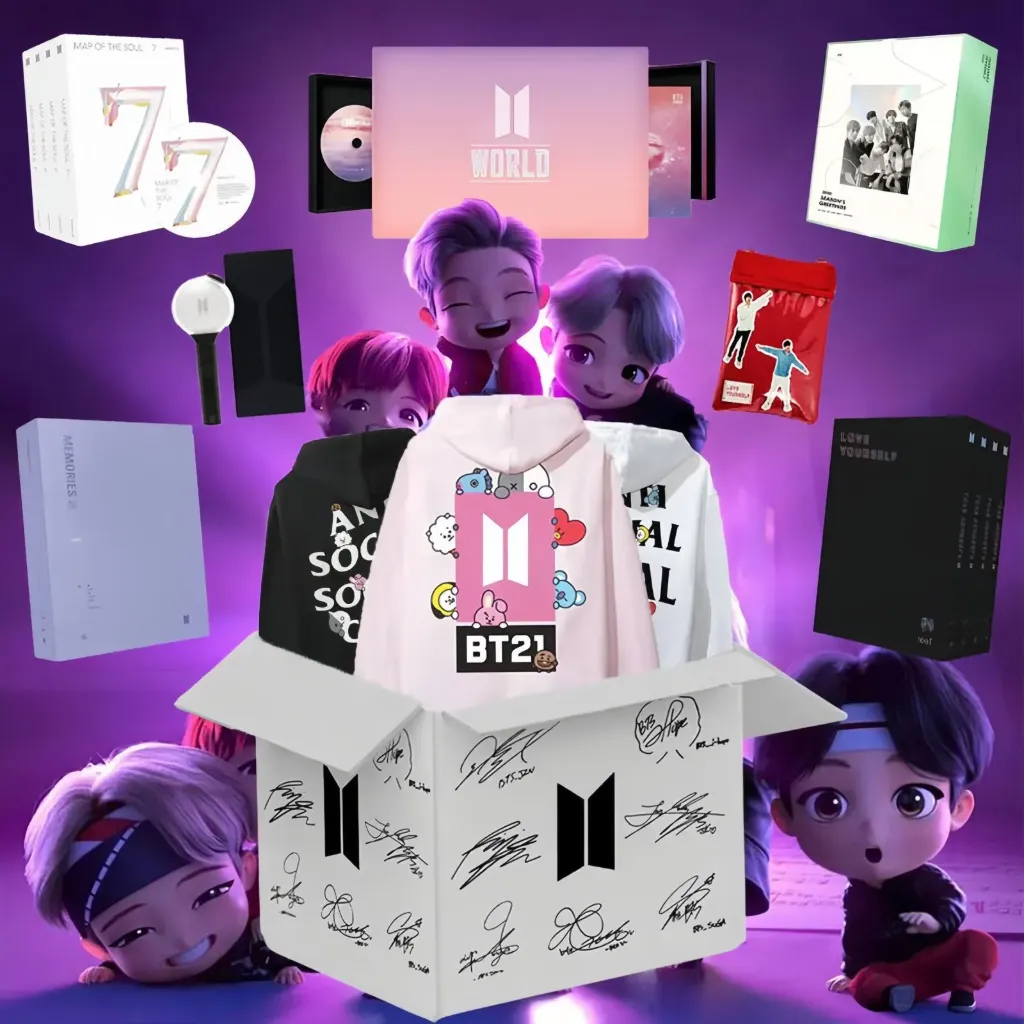 ARMY BTS EXCLUSIVE BTS MERCH BOX🎁(T-Shirts,Posters,Coffee Mugs, Hoodies,Notbook,keychains,BTS Music Disc,Etc)